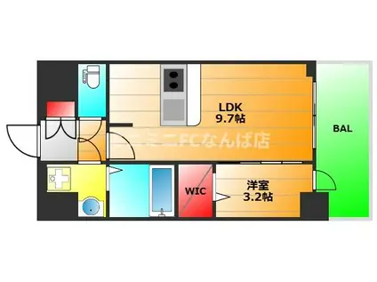 ミラージュパレス大阪ドームプロスパー(1LDK/2階)の間取り写真