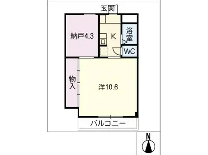アビニヨン今伊勢(1K/5階)の間取り写真