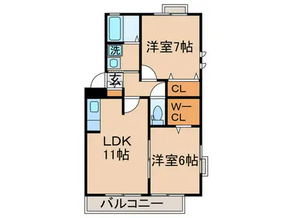AM HEARTII(2LDK/2階)の間取り写真