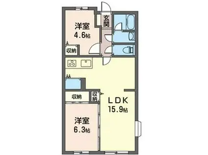 ベルメゾン北葛西(2LDK/4階)の間取り写真