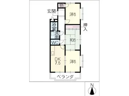 ロイヤル新明 B(3DK/1階)の間取り写真