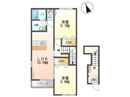 CREA(2LDK/2階)の間取り写真