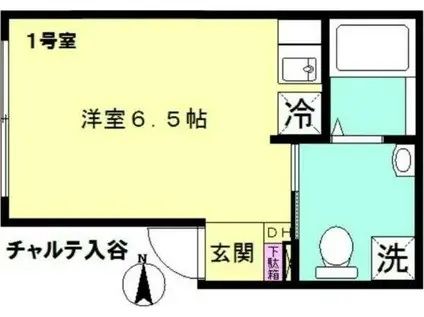チャルテ入谷(ワンルーム/3階)の間取り写真