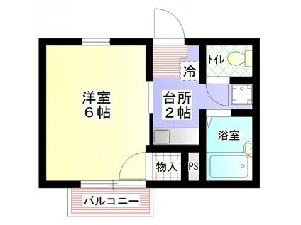 プレジール竪小路(1K/1階)の間取り写真