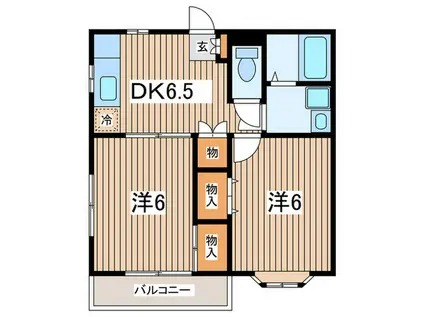 ピュアコートII(2DK/2階)の間取り写真