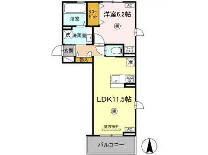 SAKURA A棟(1LDK/3階)の間取り写真