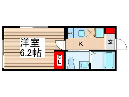 上福岡西AP3(1K/2階)の間取り写真
