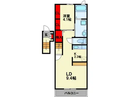 リベルタ飯塚駅前(1LDK/2階)の間取り写真