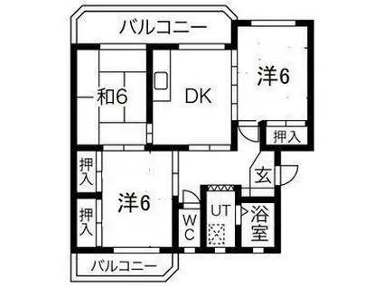 コーポあいはら(3DK/1階)の間取り写真