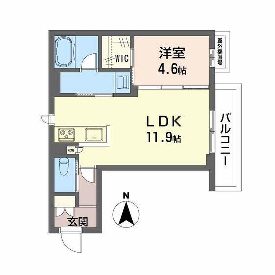 ユーグレイス東島田(1LDK/4階)の間取り写真