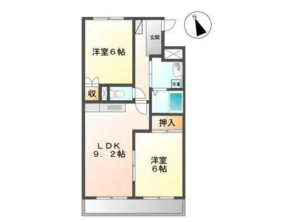 メゾンけやき(2LDK/2階)の間取り写真