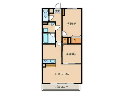 CURVA VIENTO(2LDK/3階)の間取り写真