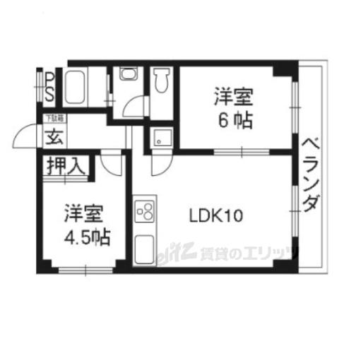 アベール大江(2LDK/3階)の間取り写真