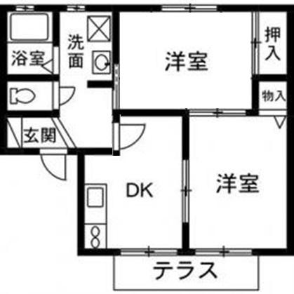 リジエール(2DK/2階)の間取り写真