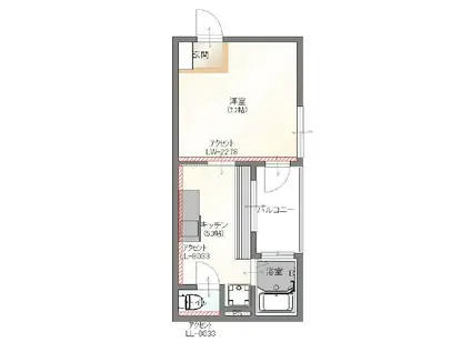 SUN VIVACE塩冶(1DK/3階)の間取り写真