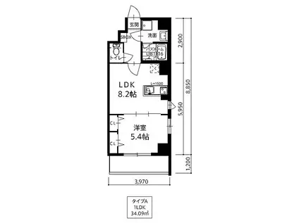 MODERN PALAZZO東公園(1LDK/6階)の間取り写真