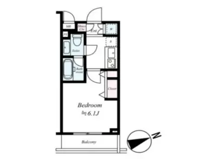 ヴォーガコルテ西馬込アジールコート(1K/5階)の間取り写真