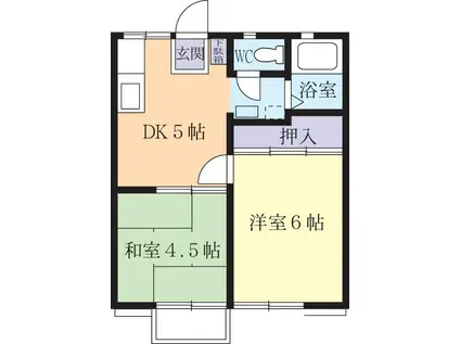 WATABEハイツA(2DK/2階)の間取り写真