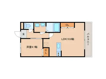 ハイブランチ有里アネックス(1LDK/2階)の間取り写真