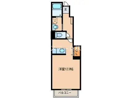 アルカンシエルII(1K/1階)の間取り写真