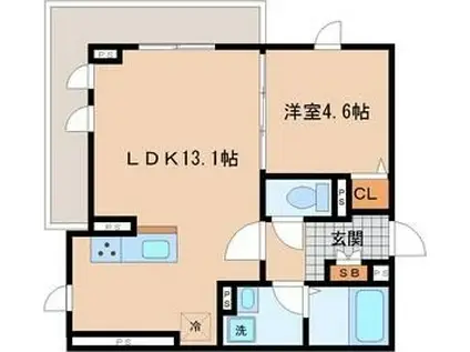 LUANA・AIR・RESIDENCE宮町(1LDK/2階)の間取り写真