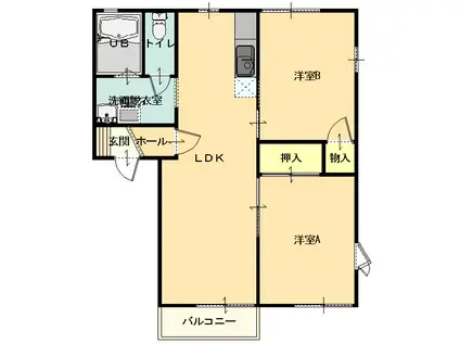 メゾンファミール(2LDK/1階)の間取り写真