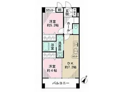 アビオン中野坂上(2DK/1階)の間取り写真