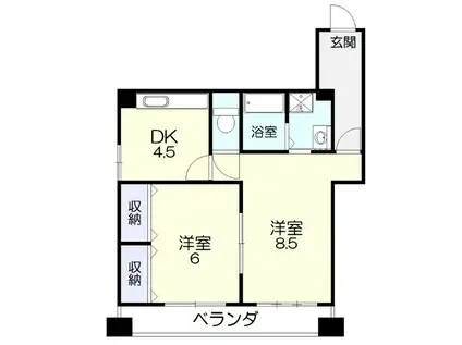 メゾンデュソレイユ(2DK/4階)の間取り写真