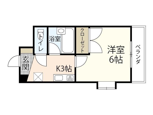 平岩ビル(1K/3階)の間取り写真