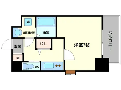 リデア南堀江(1K/13階)の間取り写真