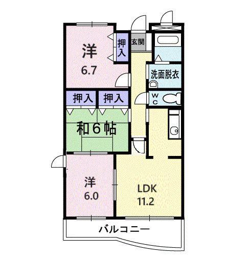 ピュアー双葉(3LDK/2階)の間取り写真