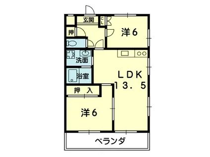 テラス三樹(2LDK/3階)の間取り写真