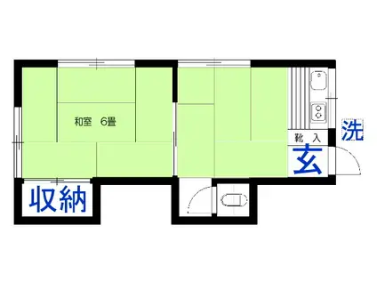 奥山荘(1DK/2階)の間取り写真