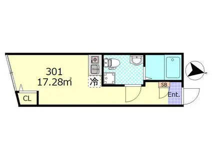 NORDIC五反野(ワンルーム/3階)の間取り写真