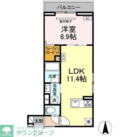 セレスティア大谷田III(1LDK/2階)の間取り写真