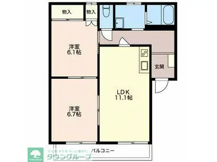 リバーサイド徳重(2LDK/2階)の間取り写真