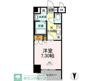 ホウエイコート秋葉原(1K/9階)の間取り写真