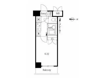 LA SANTE広尾(1K/6階)の間取り写真