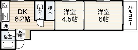 メゾンド・ウエスト(2DK/3階)の間取り写真