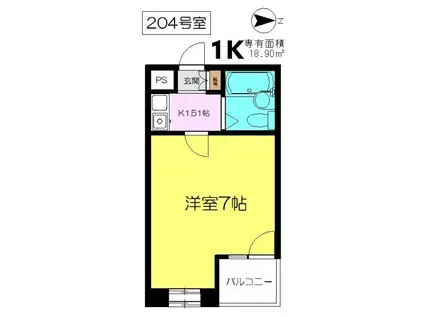 セントヒルズ・国立(1K/2階)の間取り写真