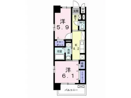 グラン・スヴニール(2K/6階)の間取り写真