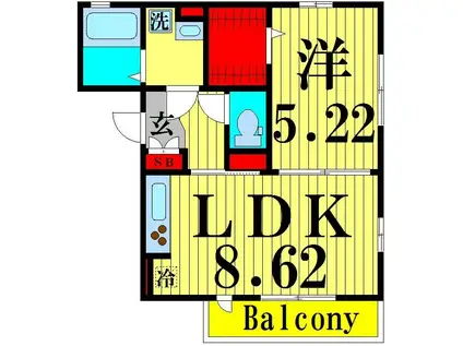 ラ ルーチェ(1LDK/2階)の間取り写真