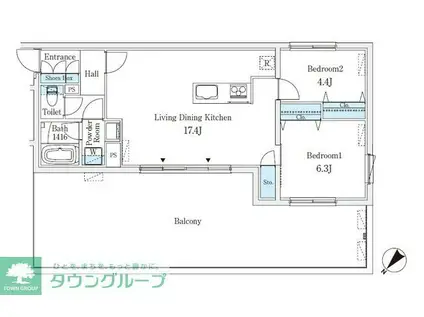 CREATIF学芸大学(2LDK/4階)の間取り写真