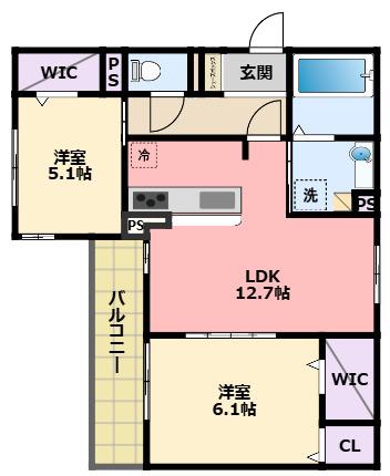 ル トレフル(2LDK/2階)の間取り写真