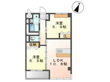 サンライズ西中田(2LDK/3階)の間取り写真
