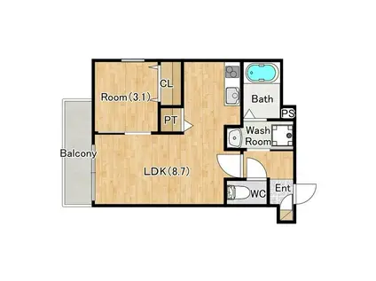 ジーメゾン名古屋大杉ジュミエ(1LDK/2階)の間取り写真