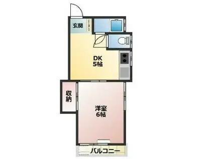 AKハイツ(1DK/2階)の間取り写真