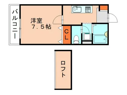 フラワーハイツF(1K/1階)の間取り写真