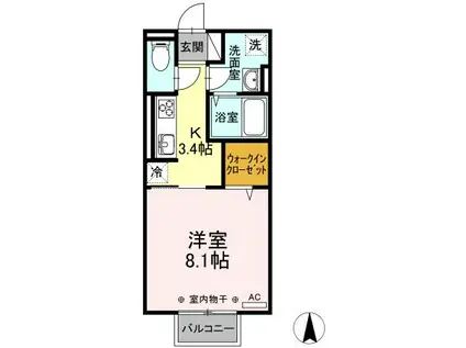 D-ROOM富田B棟(1K/2階)の間取り写真