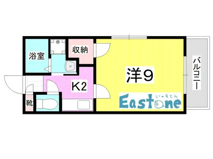 GRAND LINE(1K/2階)の間取り写真